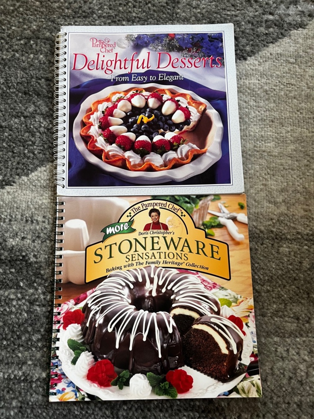 The Pampered Chef Stoneware Sensations Cookbook - White/Cream & Purple Covers